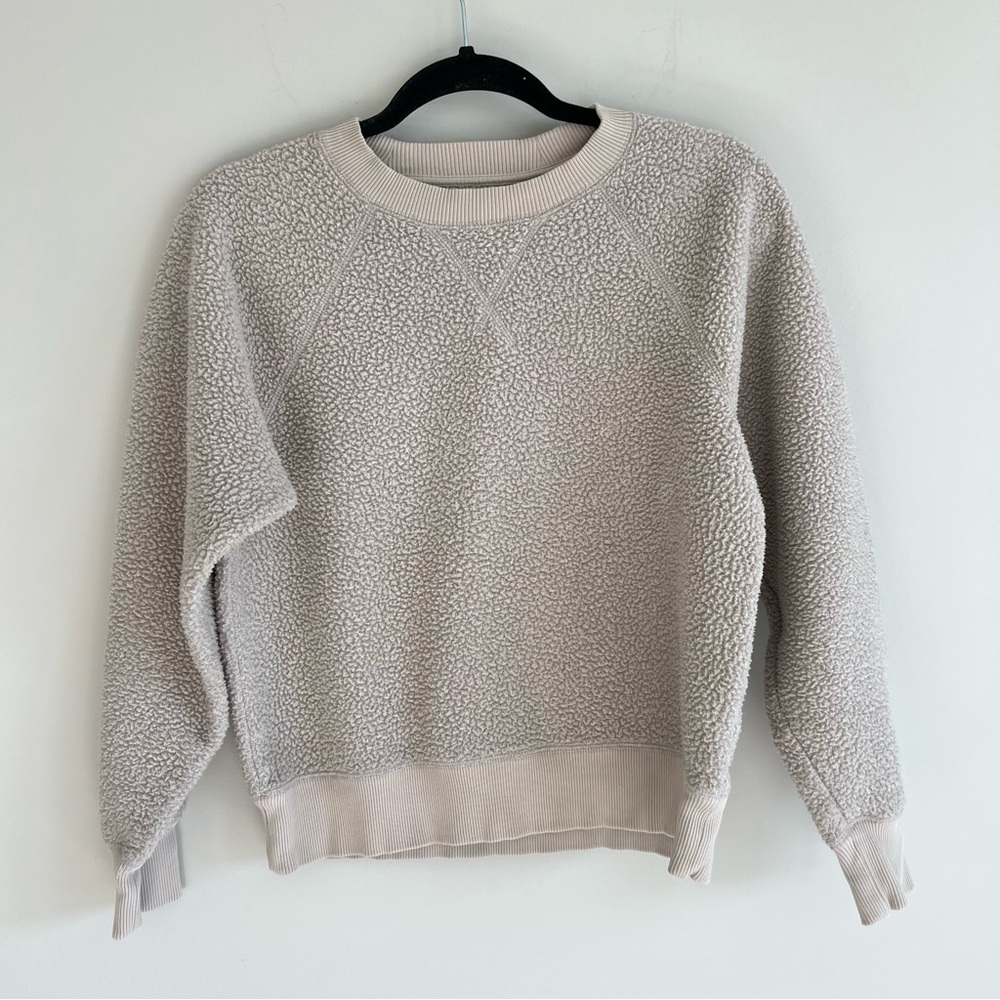 Everlane ReNew Fleece Raglan Teddy Sweatshirt in sandstone size medium - Picture 2 of 8